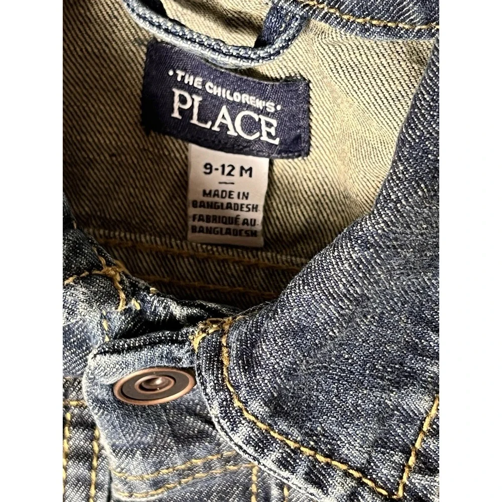 Children's Place Baby Denim Trucker Jacket 9–12 Months Blue Jean Button Front